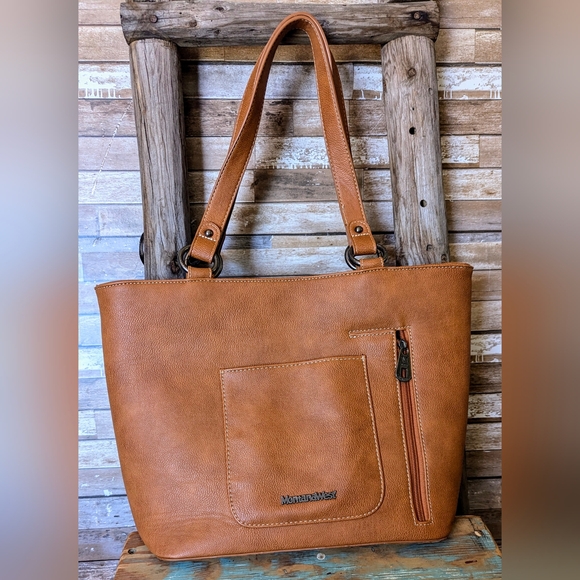 Montana West Embroidered Cross Concho Conceal & Carry Handbag W Studs - Picture 6 of 15